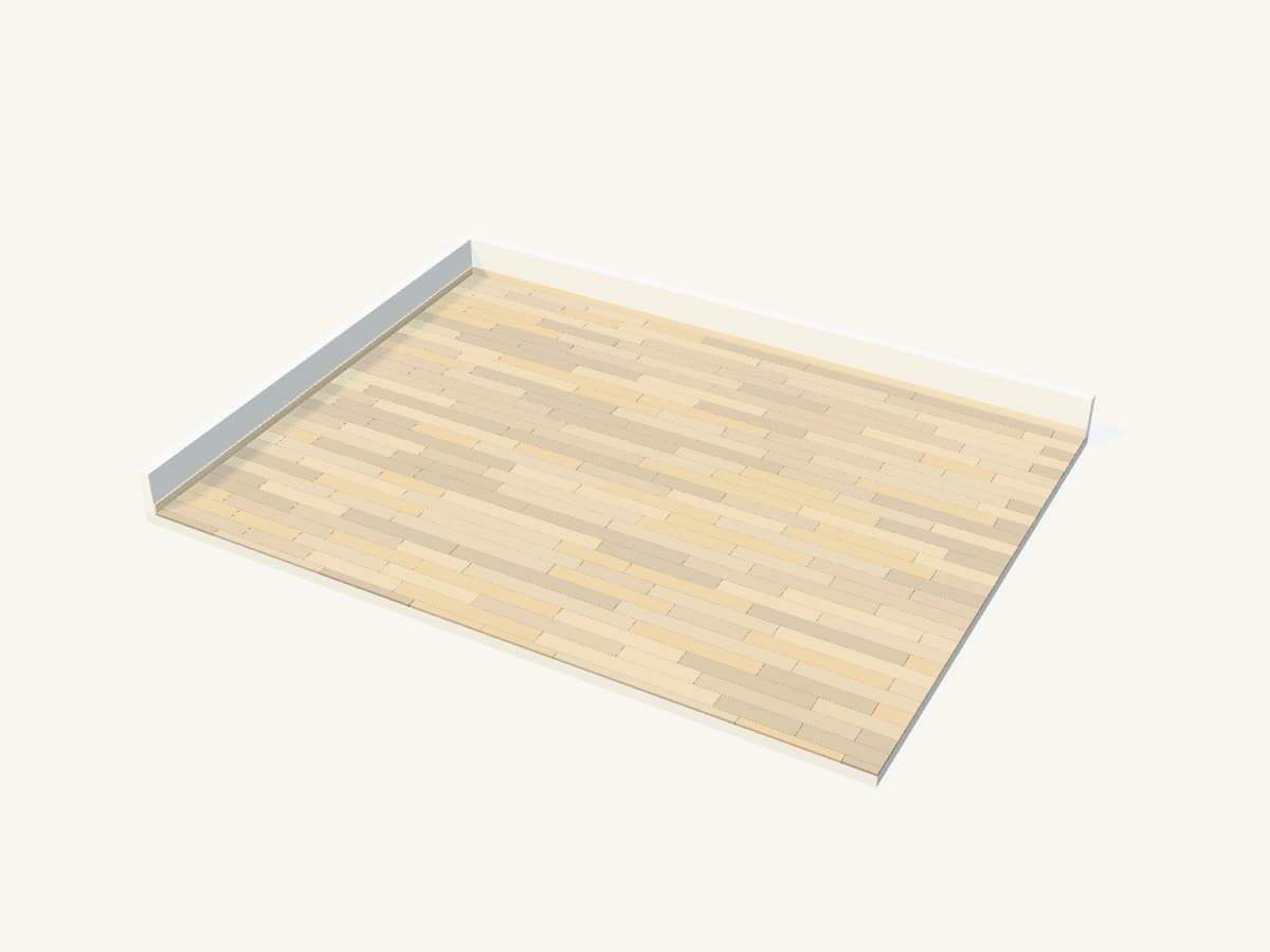 Rendu 3D indicatif : parquet massif chêne blanchi.