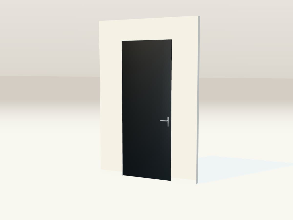 Rendu 3D indicatif : porte affleurante toute hauteur.