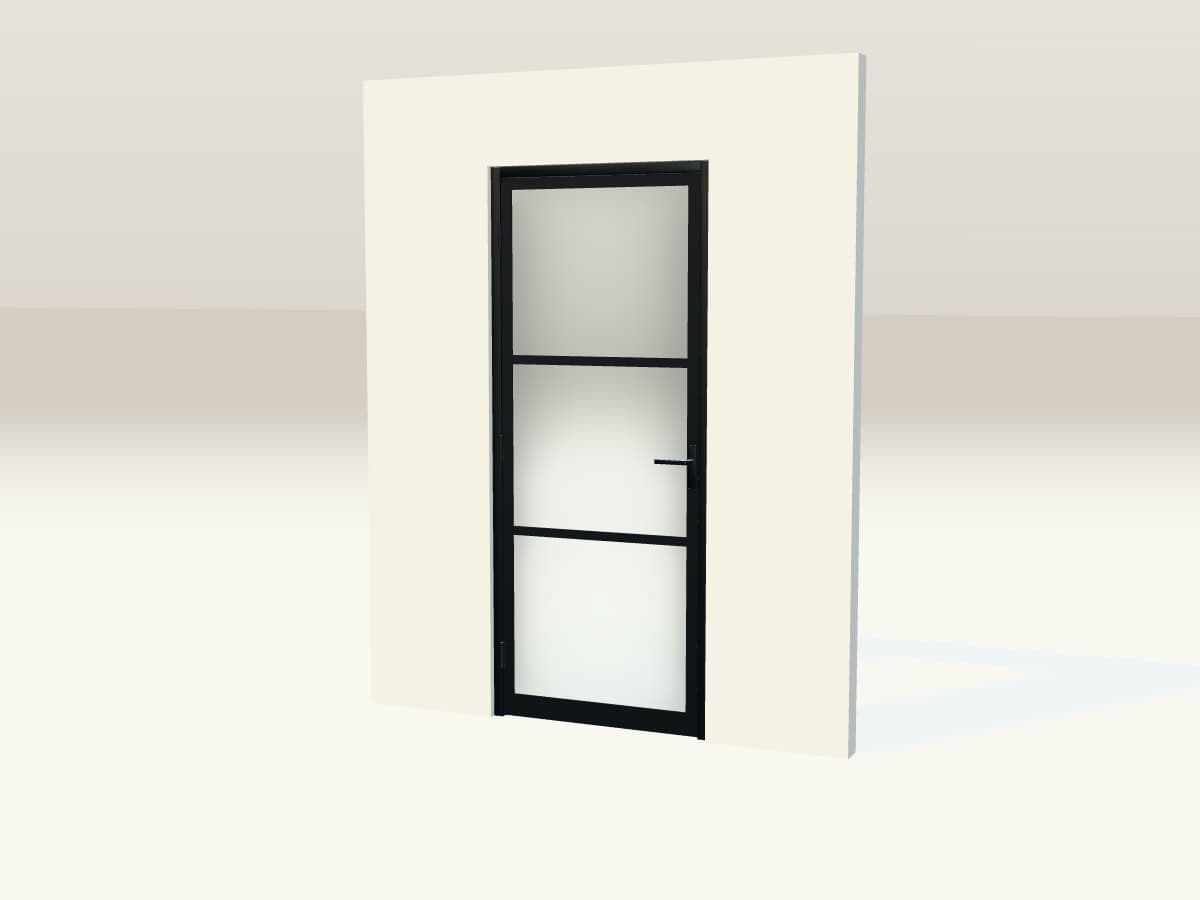 Rendu 3D indicatif : porte verrière acier.